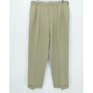 VTG Polo Ralph Lauren Pants Mens 33X30 Khaki Pleated Cuffed 80s Preppy Office